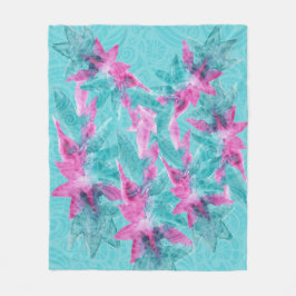 Turcoise Rosa Abstrakt Hawaiian Flowers Fleecefilt