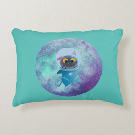 Turcoise Space Cat accent Pillow Prydnadskudde