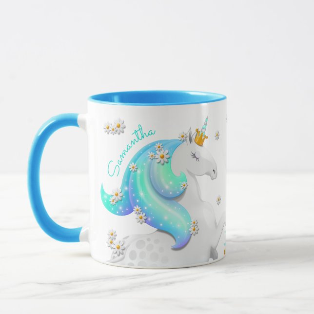 Turcoise Unicorn Mugg med Krona och Scepter (Vänster)