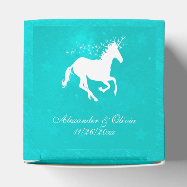 Turcoise Unicorn Wedding Favor Box Presentaskar (Överdel)