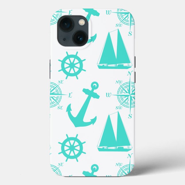 Turcoise White Nautical Coastal Boating (Baksida)