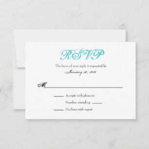 Turcoise White Plain Simple Bröllop OSA Cards Kort