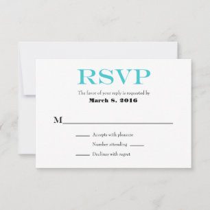 Turcoise White Plain Simple Bröllop OSA Cards Kort