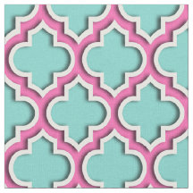 Turcos Aqua, Shock rosa Moroccan Quatrefoil #5DS