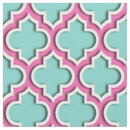 Turcos Aqua, Shock rosa Moroccan Quatrefoil #5DS Tyg