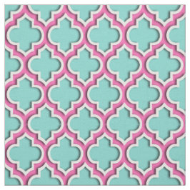 Turcos Aqua, Shock rosa Moroccan Quatrefoil #5DS Tyg