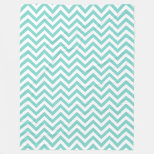 Turcos Aqua White Large Chevron ZigZag Mönster Fleecefilt