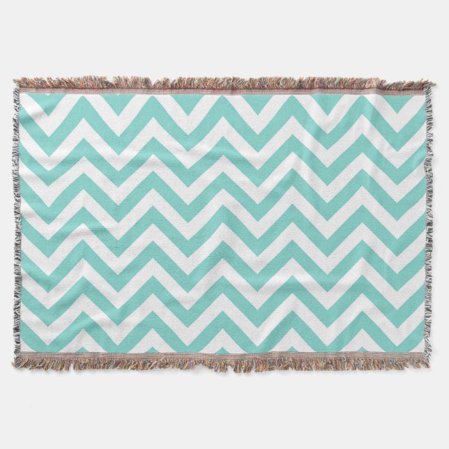 Turcos Aqua White Large Chevron ZigZag Mönster Mysfilt (Framsidan)