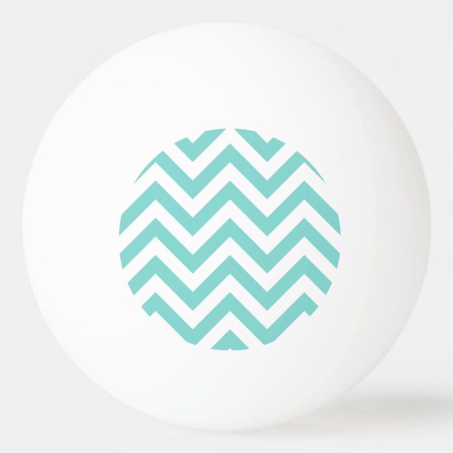 Turcos Aqua White Large Chevron ZigZag Mönster Pingisboll (Framsidan)