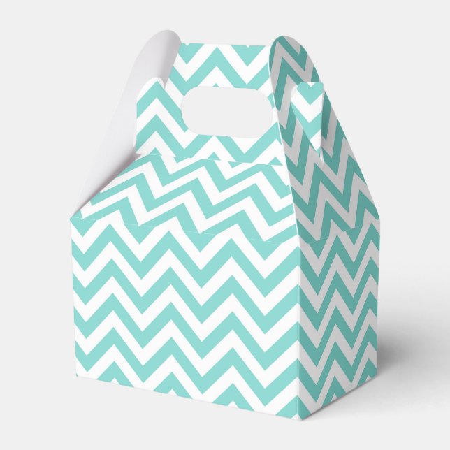Turcos Aqua White Large Chevron ZigZag Mönster Presentaskar (Framsidan Sidan)