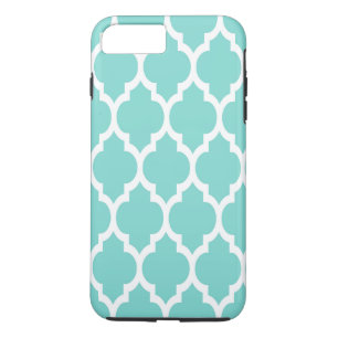 Turcos Aqua Wht Moroccan Quatrefoil Mönster #4