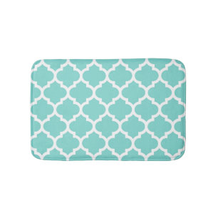 Turcos Aqua Wht Moroccan Quatrefoil Mönster #5 Badrumsmatta