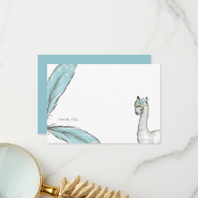 Turcos Baby Shower Boho LLama Tackkort Tack Kort (Fram/Back In Situ)