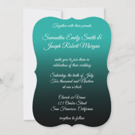 Turcos Black Ombre Elegant Calligraphy Bröllop Inbjudningar