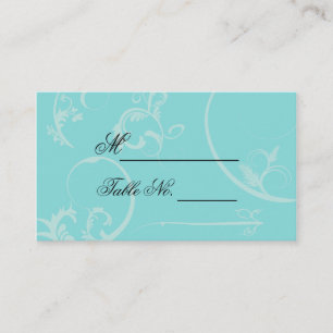 Turcos Black Swirl Flourish Bröllop Place Card Placeringskort