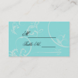 Turcos Black Swirl Flourish Bröllop Place Card Placeringskort