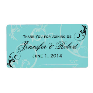 Turcos Black Swirl Flourish Vattenflaska Label Fraktsedel