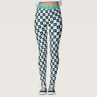 Turcos Black White Stars Square Mönster Fitness Leggings