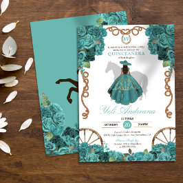 Turcos Blommigt Charro Western Ranch Quinceanera Inbjudningar
