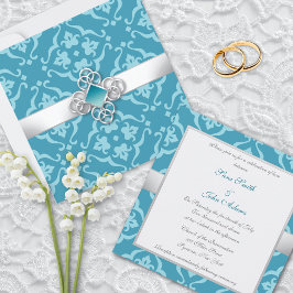 Turcos Blommigt Damask Wedding Inbjudningar