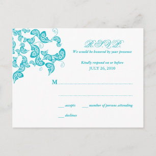 Turcos Blommigt Peacock Reply / OSA Postcard Inbjudan Vykort