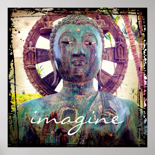 Turcos Blue Antique Buddha Photo Imagine-skript Poster (Framsidan)