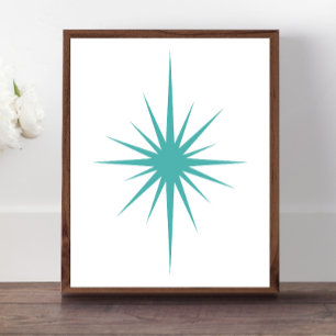 Turcos Blue Atomic Starburst Mid Century Modern Poster