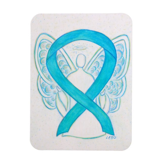 Turcos Blue Awareness Ribbon Angel Art Magnet (Vertikal)