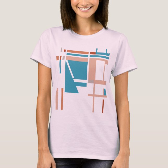 Turcos Blue Coral Rust MCM-inspirerade fyrkanter T Shirt (Framsida)