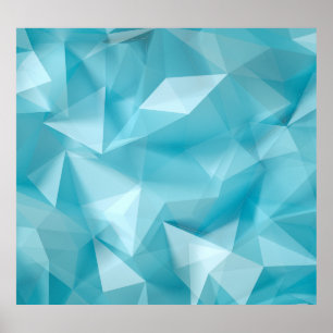 Turcos Blue Crystals Triangles Background Poster