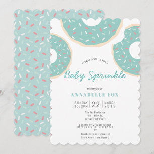 Turcos Blue Donut Baby Sprinkle Shower Inbjudningar