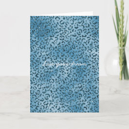 Turcos Blue Glitter Leopard Skriv ut Kort