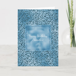 Turcos Blue Glitter Leopard Skriv ut Kort