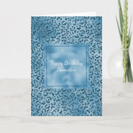 Turcos Blue Glitter Leopard Skriv ut Kort