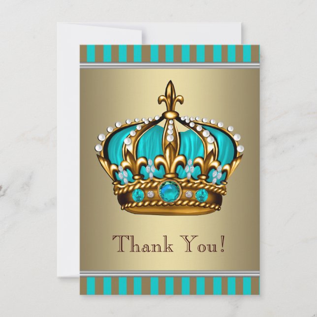 Turcos Blue Guld Prince Baby Shower Tack Kort (Framsida)