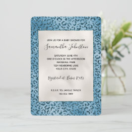 Turcos Blue Leopard Skriv ut Glitter Inbjudningar