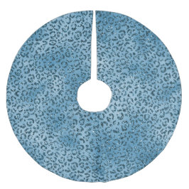 Turcos Blue Leopard Skriv ut Glitter Julgransmatta Borstad Polyester