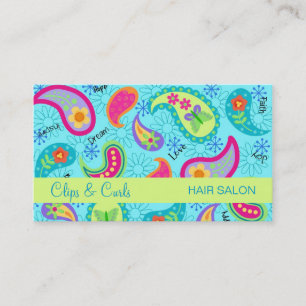 Turcos Blue Lime Green Modern Paisley Mönster Visitkort