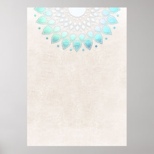 Turcos Blue Lotus Mandala Art Poster