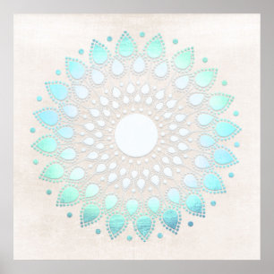 Turcos Blue Lotus Mandala Art Poster