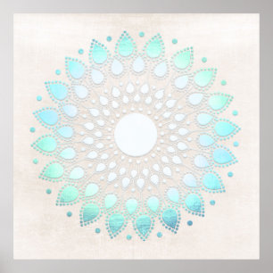 Turcos Blue Lotus Mandala Art Poster