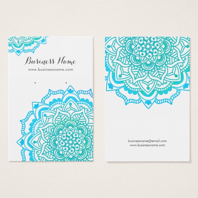 Turcos Blue Mandala Background Earring Cards Visitkort (Framsida & baksida)