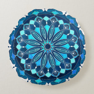 Turcos Blue Mandala Rund Kudde