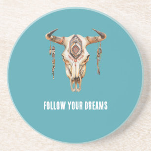 Turcos Blue Native Tribal Bull Horns Skull Underlägg