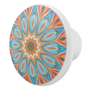 Turcos Blue Red Peach Orange Mandala Round Sol Knopp