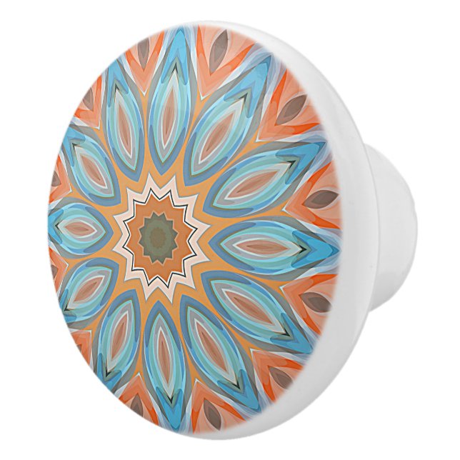 Turcos Blue Red Peach Orange Mandala Round Sol Knopp (Höger)