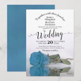 Turcos Blue Ro Elegant Arch Bröllop Inbjudningar