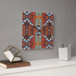 Turcos Blue Sienna Orange Red Brown Tribal Art Fyrkantig Klocka<br><div class="desc">Vacker contemporary, tealblått, akvakturkos, bränd sienorange och mörk röd brun färgad, mönster design. Finns på originalprodukter för att dekorera din masterbostad, gäst eller barnsovrum, köksrum, matsalar, boende- eller familjerum i din skola, i kondo, studio eller lägenhet, jordbruksstuga, stuga eller lägenhet i land, rustiska bergstugor eller loghytt, flod eller sjö hus,...</div>