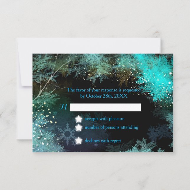 Turcos Blue Winter Forest Bröllop OSA Card (Framsida)