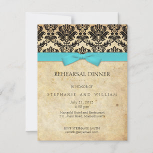 Turcos Bow Damask Rehearsal Dinner-inbjudan Inbjudningar